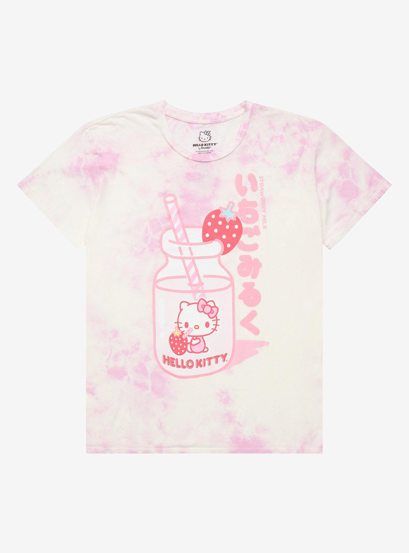 Hello Kitty Strawberry Milk Tie-Dye Girls T-Shirt