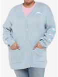 Cinnamoroll Embroidered Oversized Cardigan Plus Size, LIGHT BLUE, hi-res