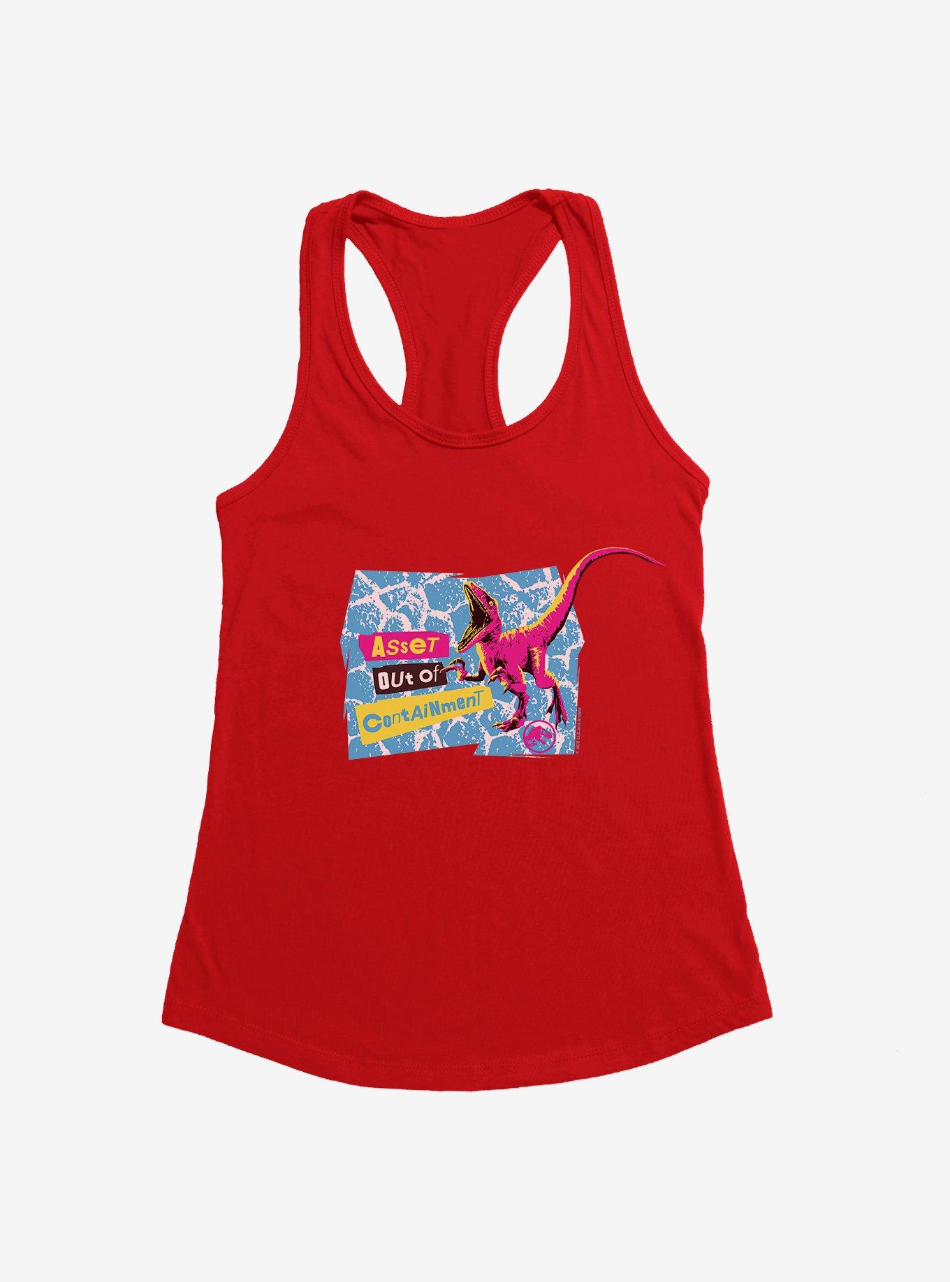 Jurassic World Asset Out Of Containment Womens Tank Top, RED, hi-res