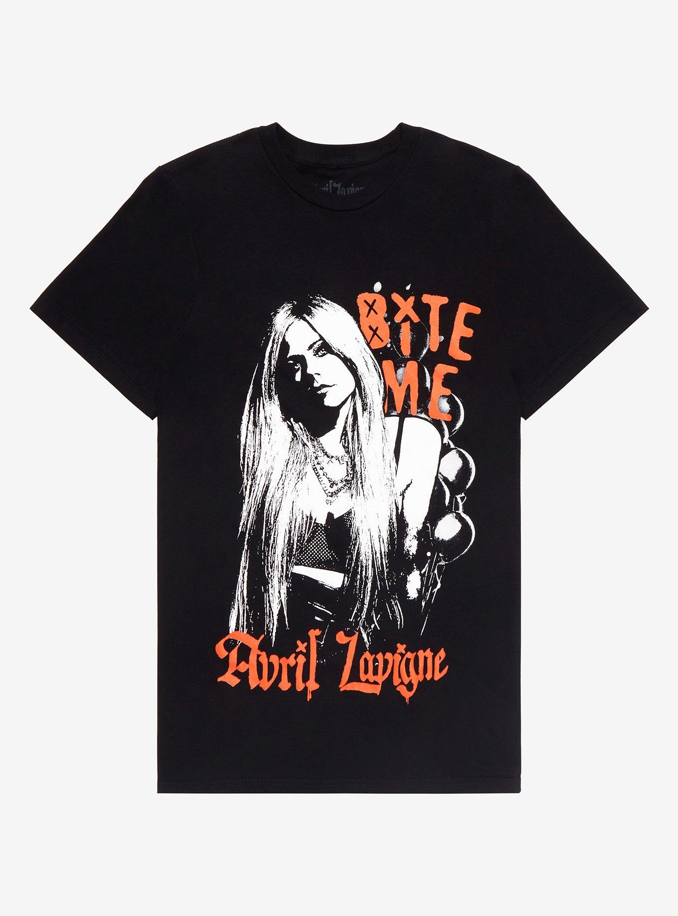 Avril Lavigne Bite Me Boyfriend Fit Girls T-Shirt, BLACK, hi-res