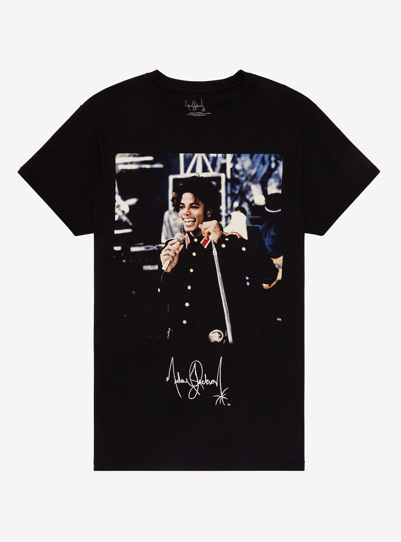 Michael Jackson Singing Boyfriend Fit Girls T-Shirt, BLACK, hi-res