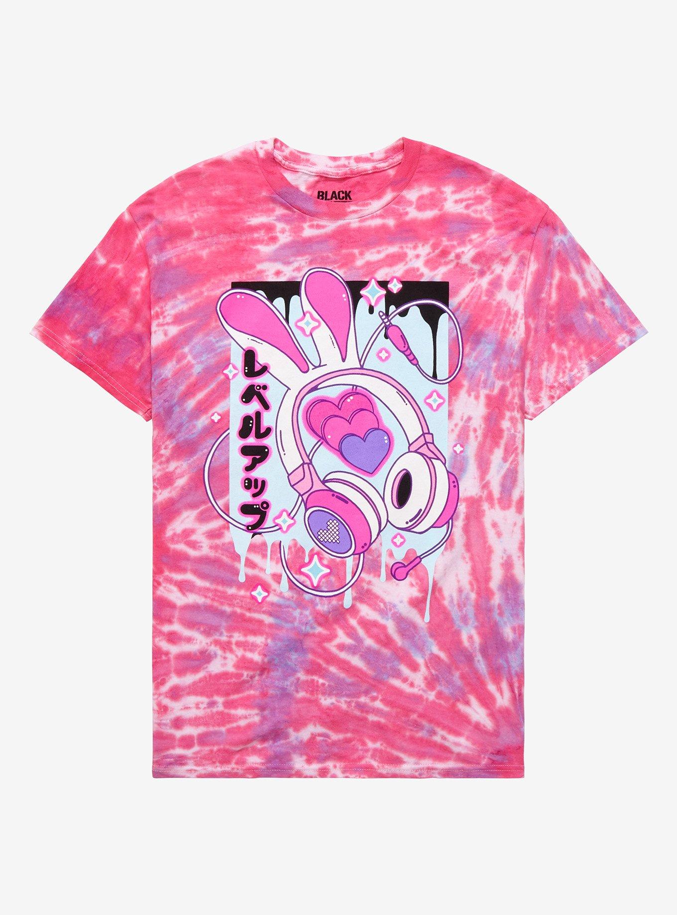 Bunny Headphones Tie-Dye Boyfriend Fit Girls T-Shirt, MULTI, hi-res