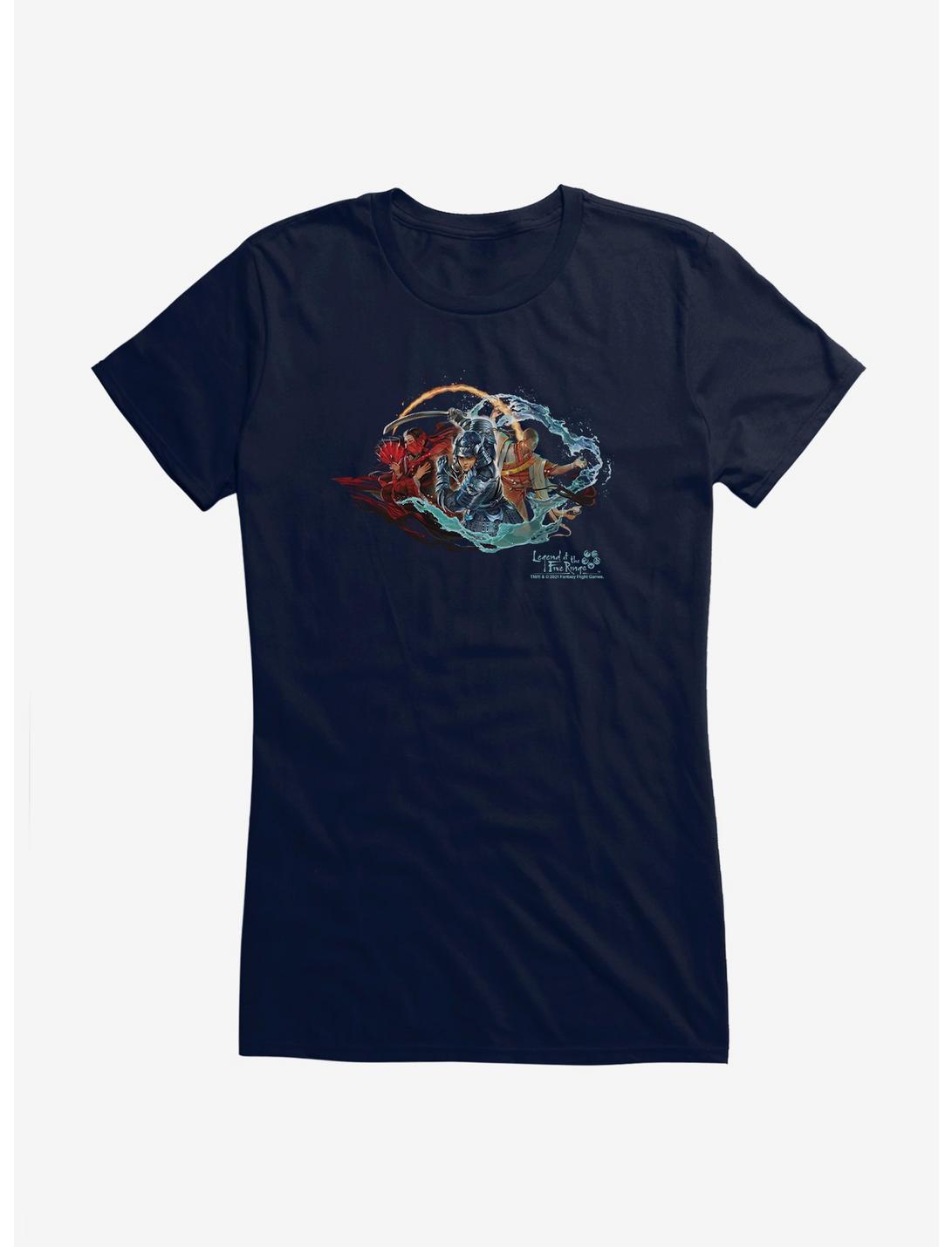 Legend Of The Five Rings Elemental Cycle Girls T-Shirt , NAVY, hi-res