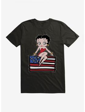 Betty Boop Sitting On Flag T-Shirt, , hi-res