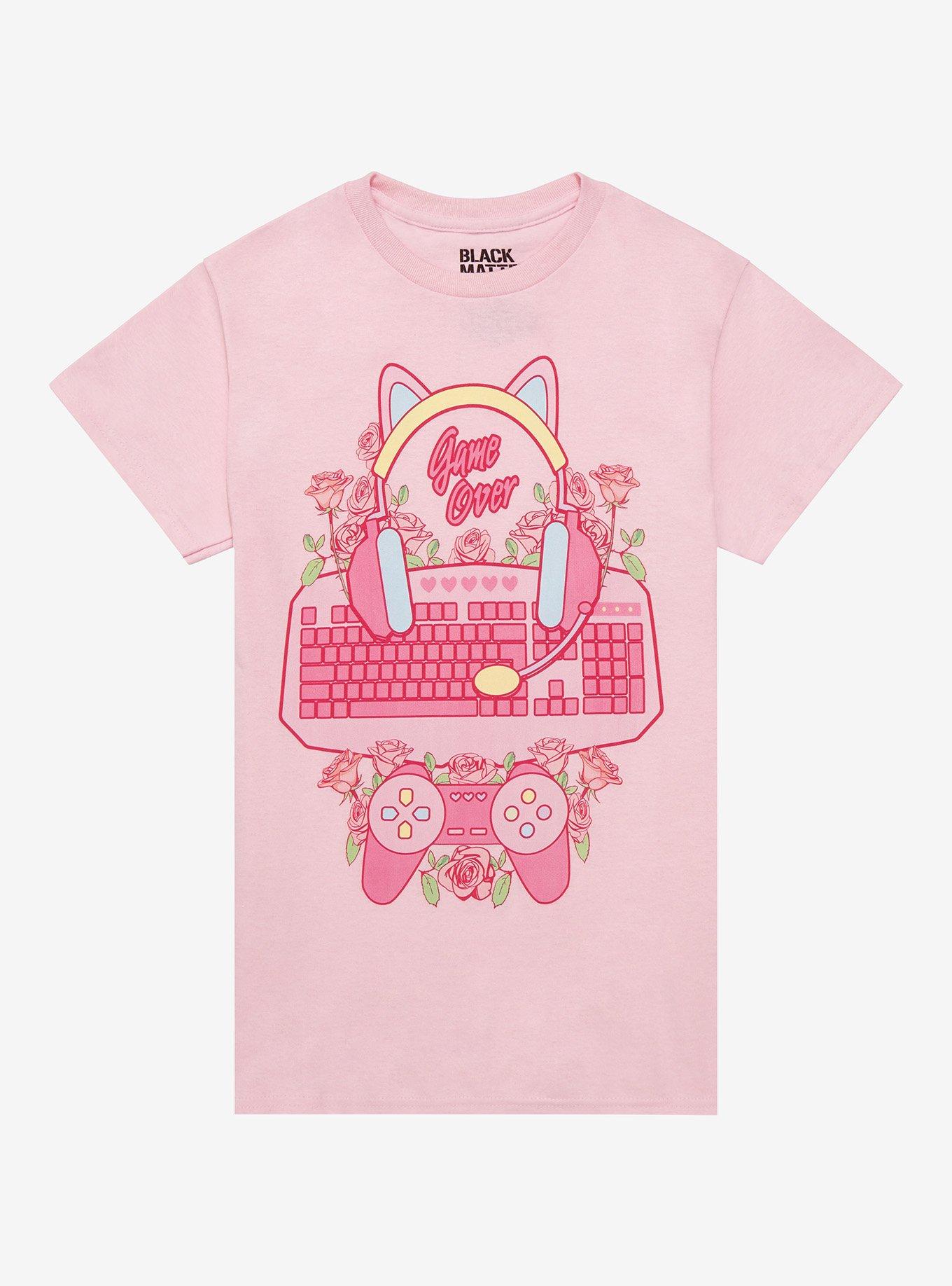 Pastel Pink Game Over Boyfriend Fit Girls T-Shirt, MULTI, hi-res