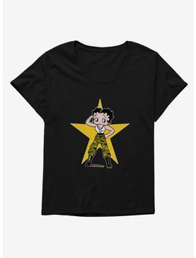Betty Boop Army Camo And Stars Womens T-Shirt Plus Size, , hi-res