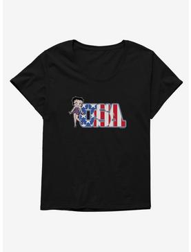 Betty Boop Stars And Stripes USA Womens T-Shirt Plus Size, , hi-res
