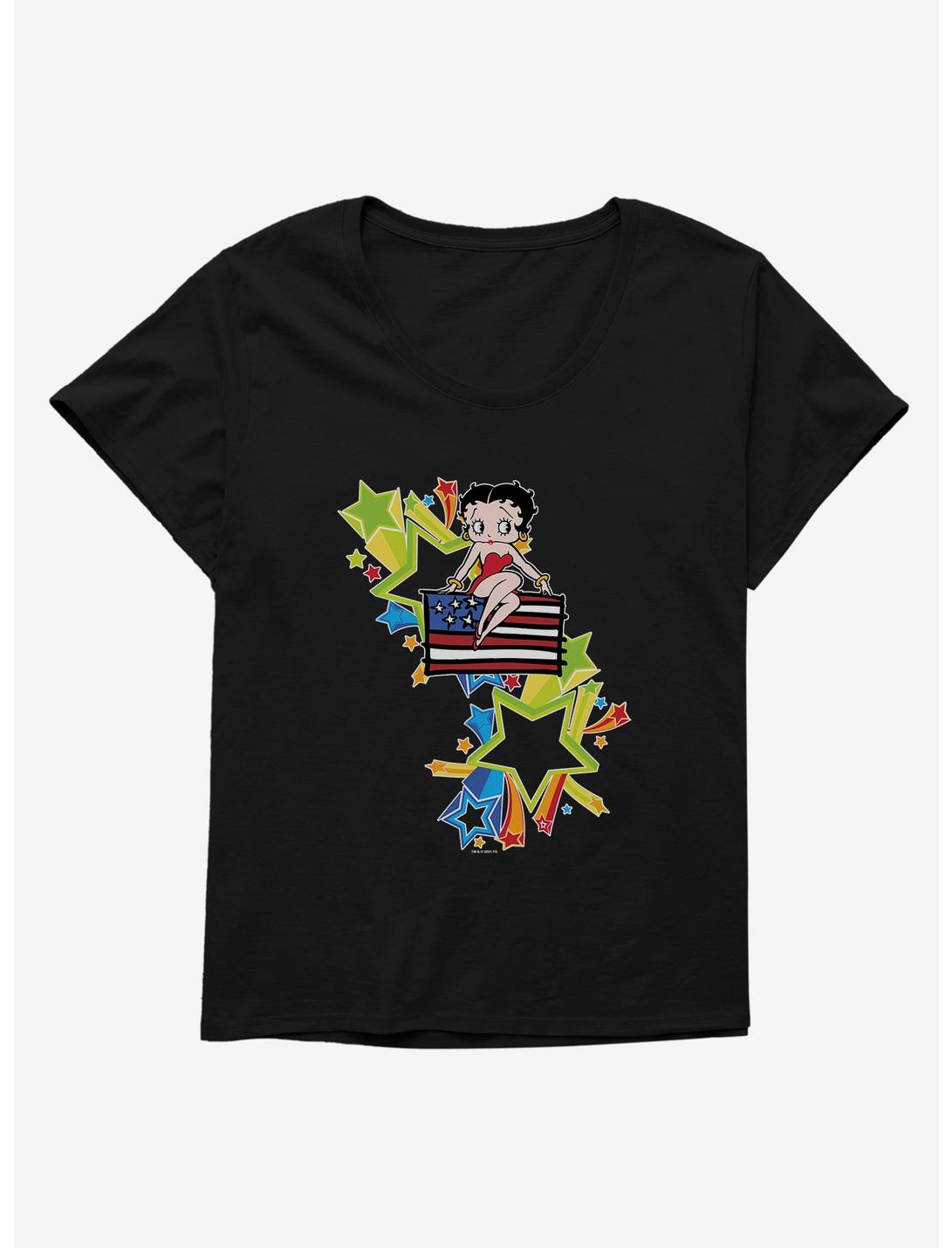 Betty Boop USA Rainbow Heart And Stars Womens T-Shirt Plus Size, , hi-res