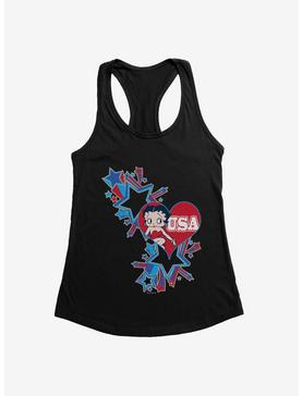 Plus Size Betty Boop USA Blue Heart and Stars Womens Tank Top, , hi-res