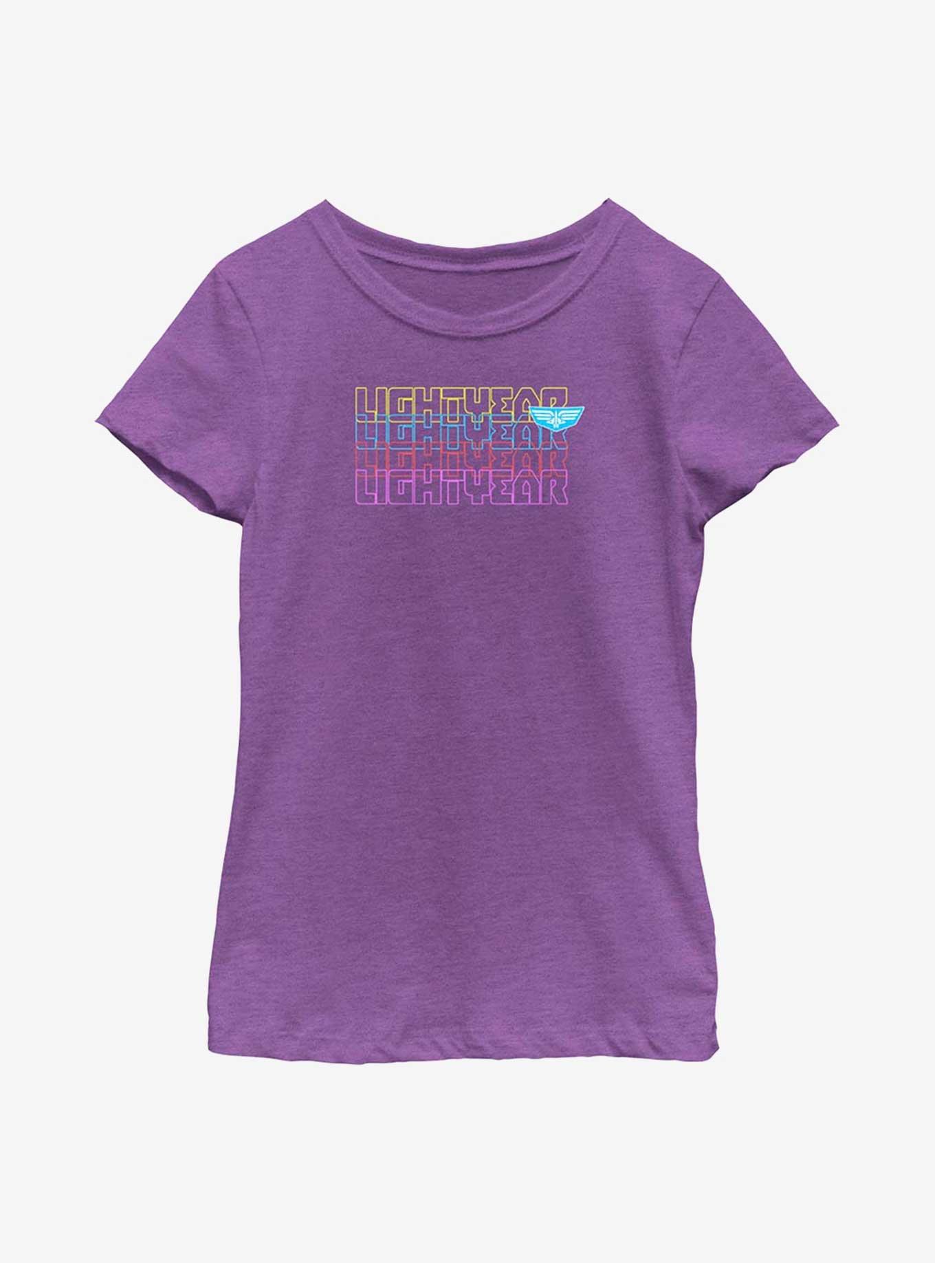 Disney Pixar Lightyear Stacked Youth Girls T-Shirt, PURPLE BERRY, hi-res