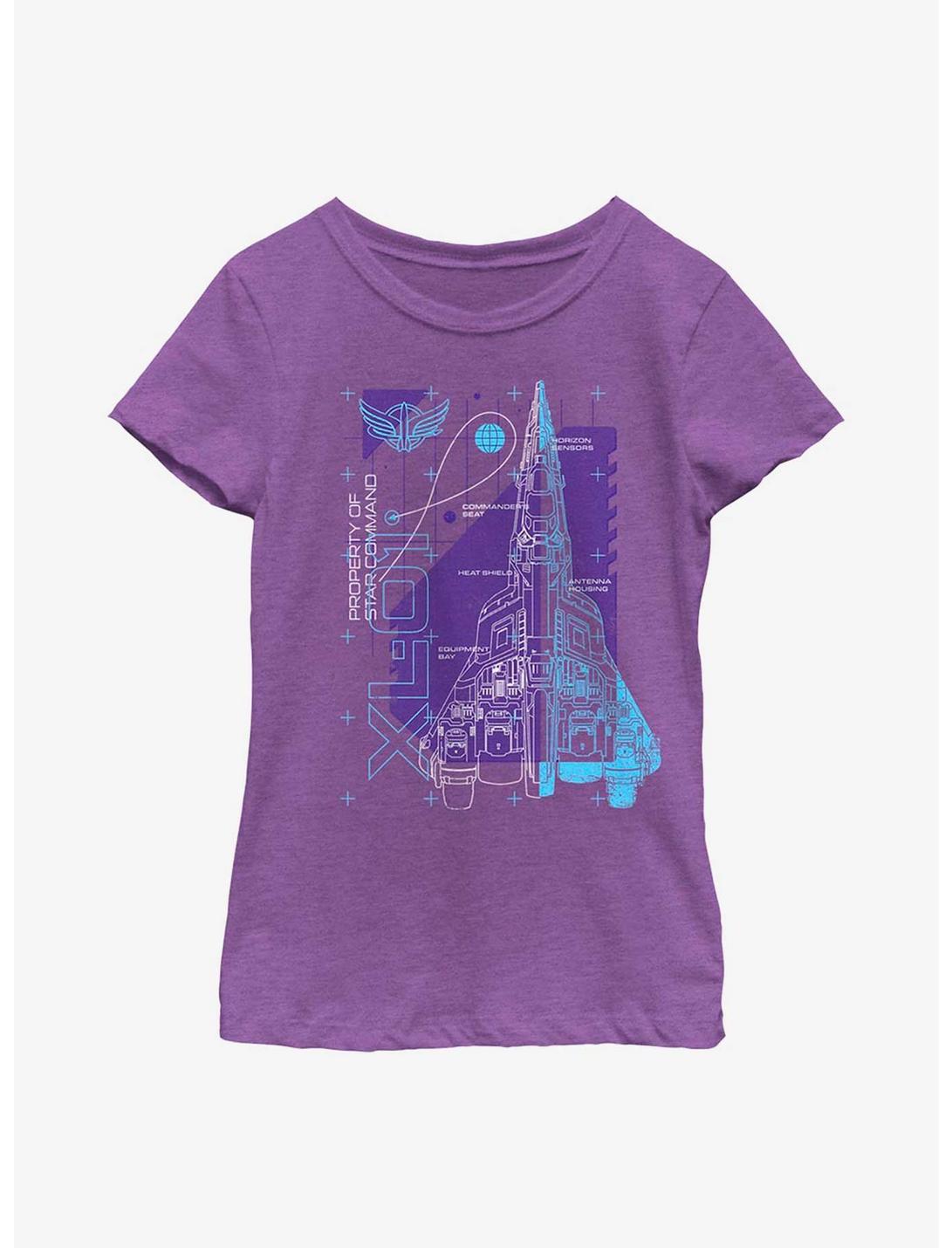 Disney Pixar Lightyear Ship Schematic Youth Girls T-Shirt, PURPLE BERRY, hi-res
