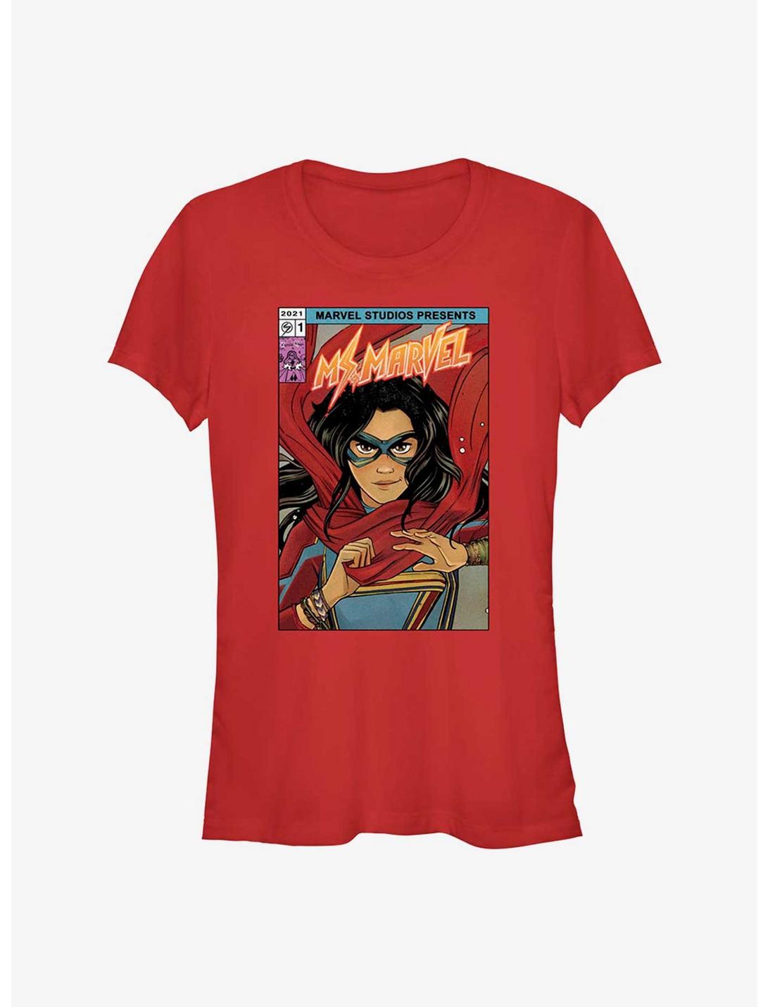 Marvel Ms. Marvel Comic Cover Girls T-Shirt, RED, hi-res