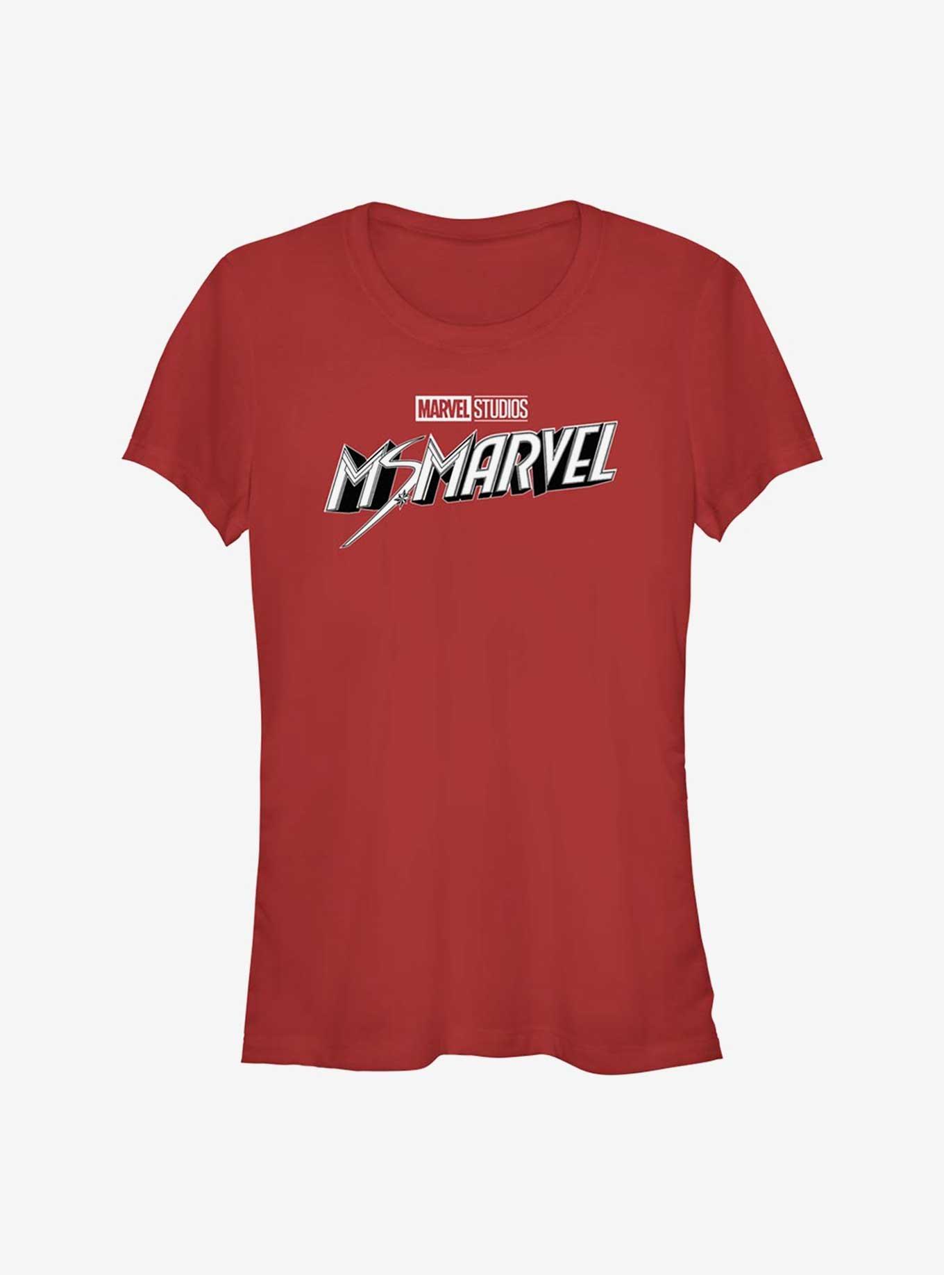 Marvel Ms. Marvel Grayscale Logo Girls T-Shirt, RED, hi-res