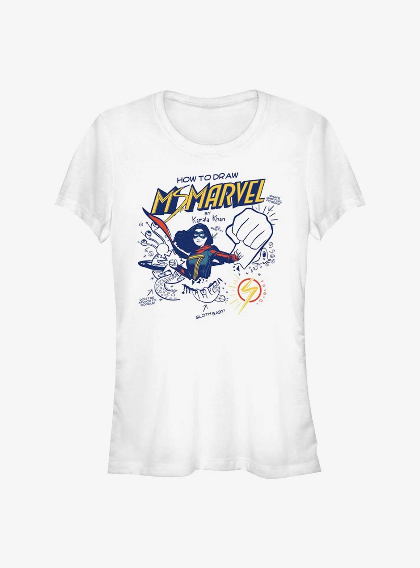 Marvel Ms. Marvel How To Draw Ms. Marvel Girls T-Shirt, , hi-res