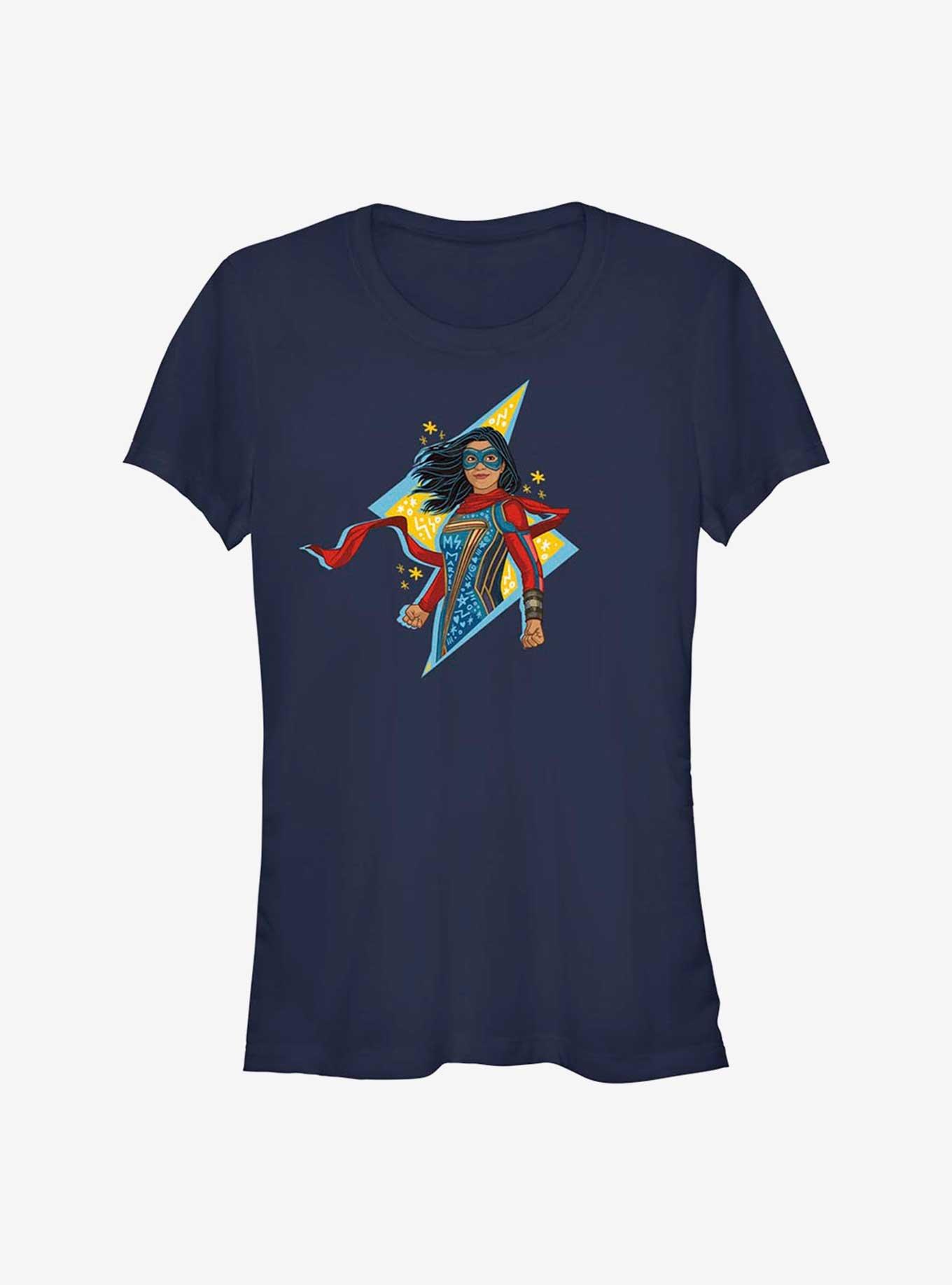 Marvel Ms. Marvel Lightning Doodle Girls T-Shirt, NAVY, hi-res