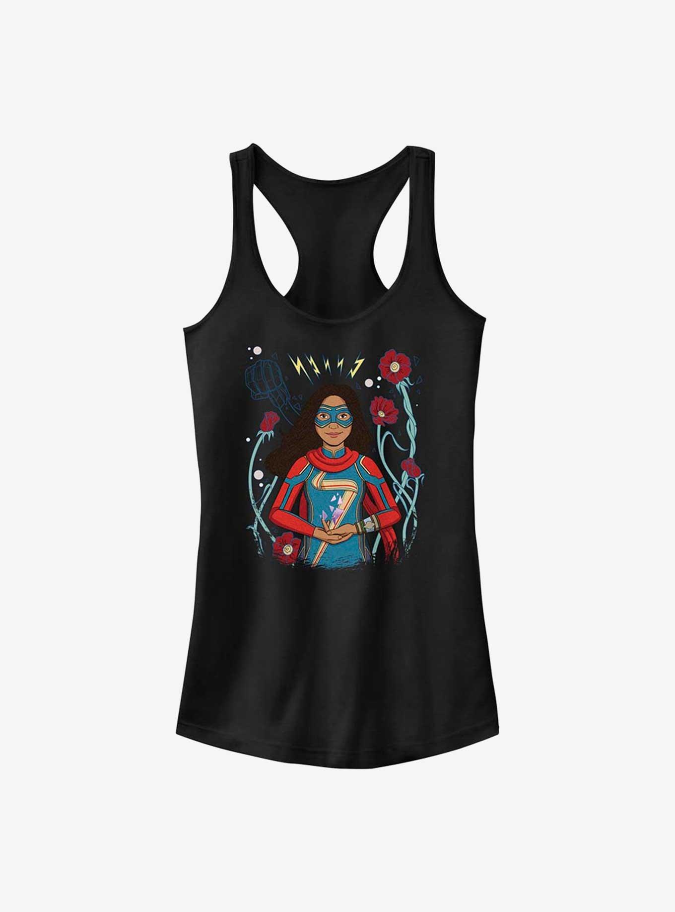 Marvel Ms. Marvel Flower Badge Girls Tank, BLACK, hi-res