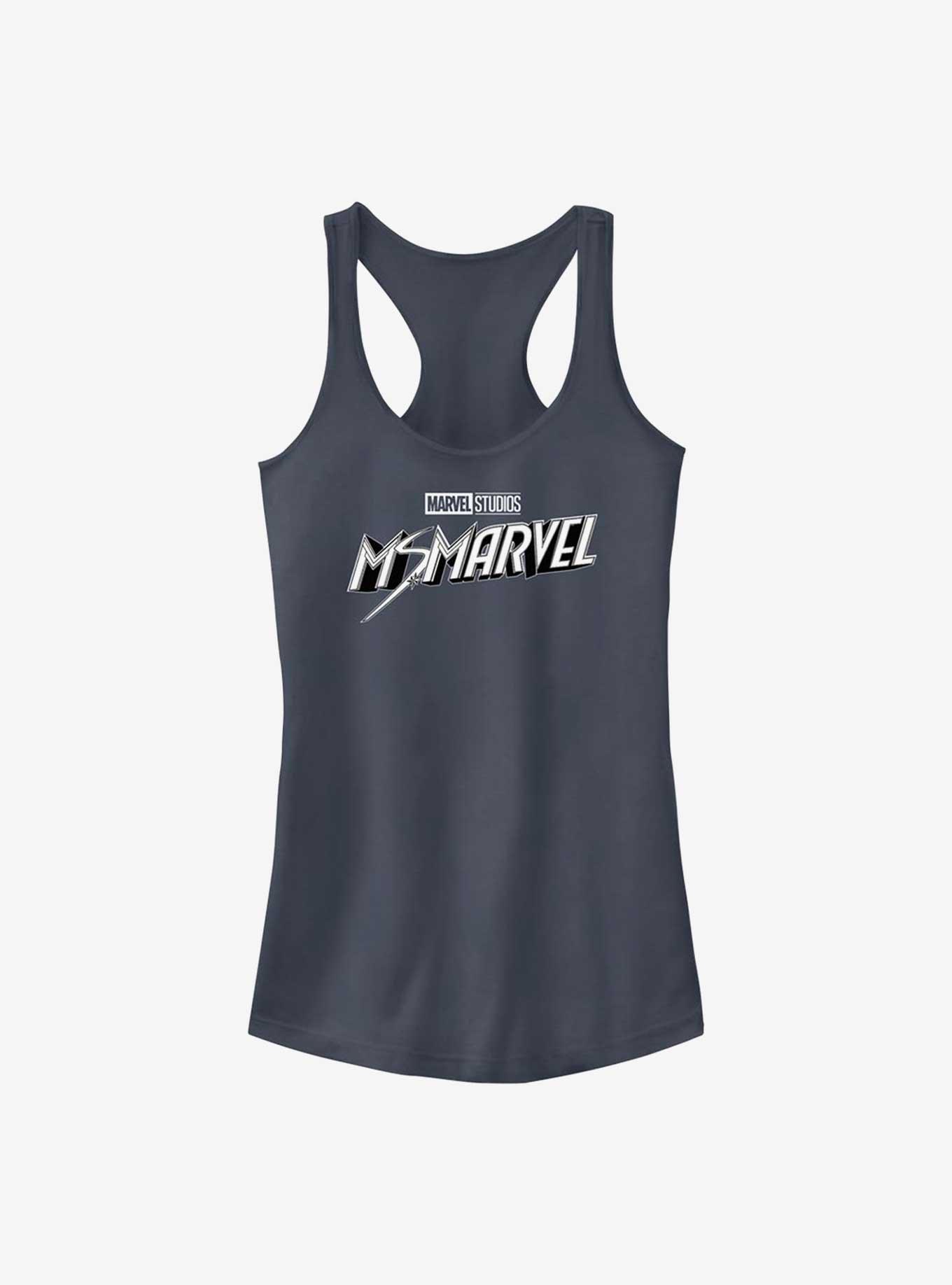 Marvel Ms. Marvel Grayscale Logo Girls Tank, INDIGO, hi-res