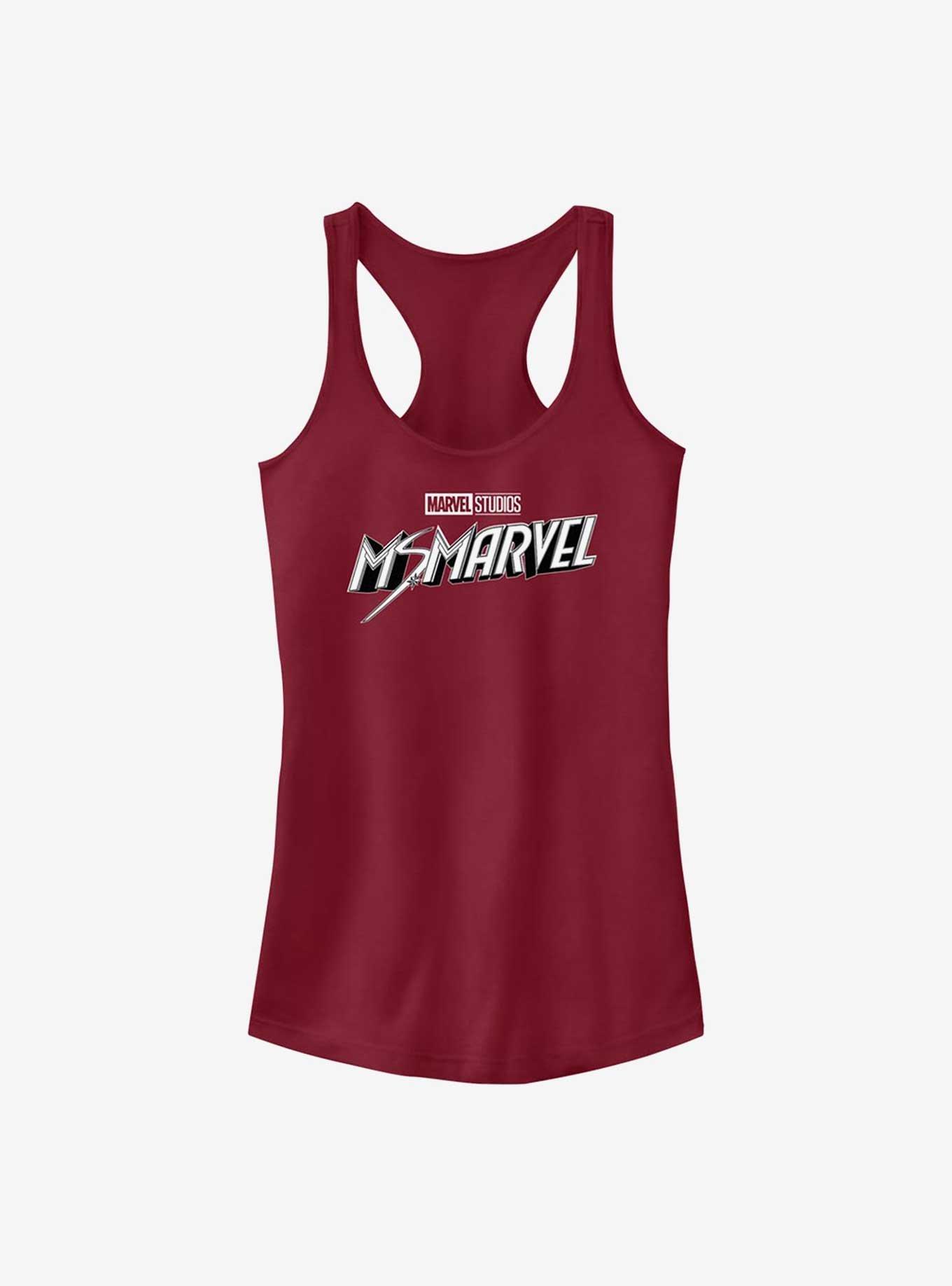 Marvel Ms. Marvel Grayscale Logo Girls Tank, SCARLET, hi-res