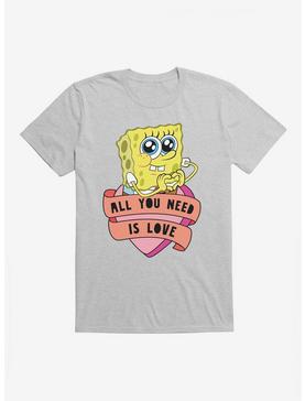 SpongeBob SquarePants All You Need Is Love Heart T-Shirt, HEATHER GREY, hi-res