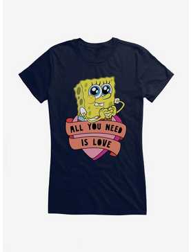 SpongeBob SquarePants All You Need Is Love Heart Girls T-Shirt, NAVY, hi-res