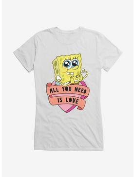 SpongeBob SquarePants All You Need Is Love Heart Girls T-Shirt, WHITE, hi-res