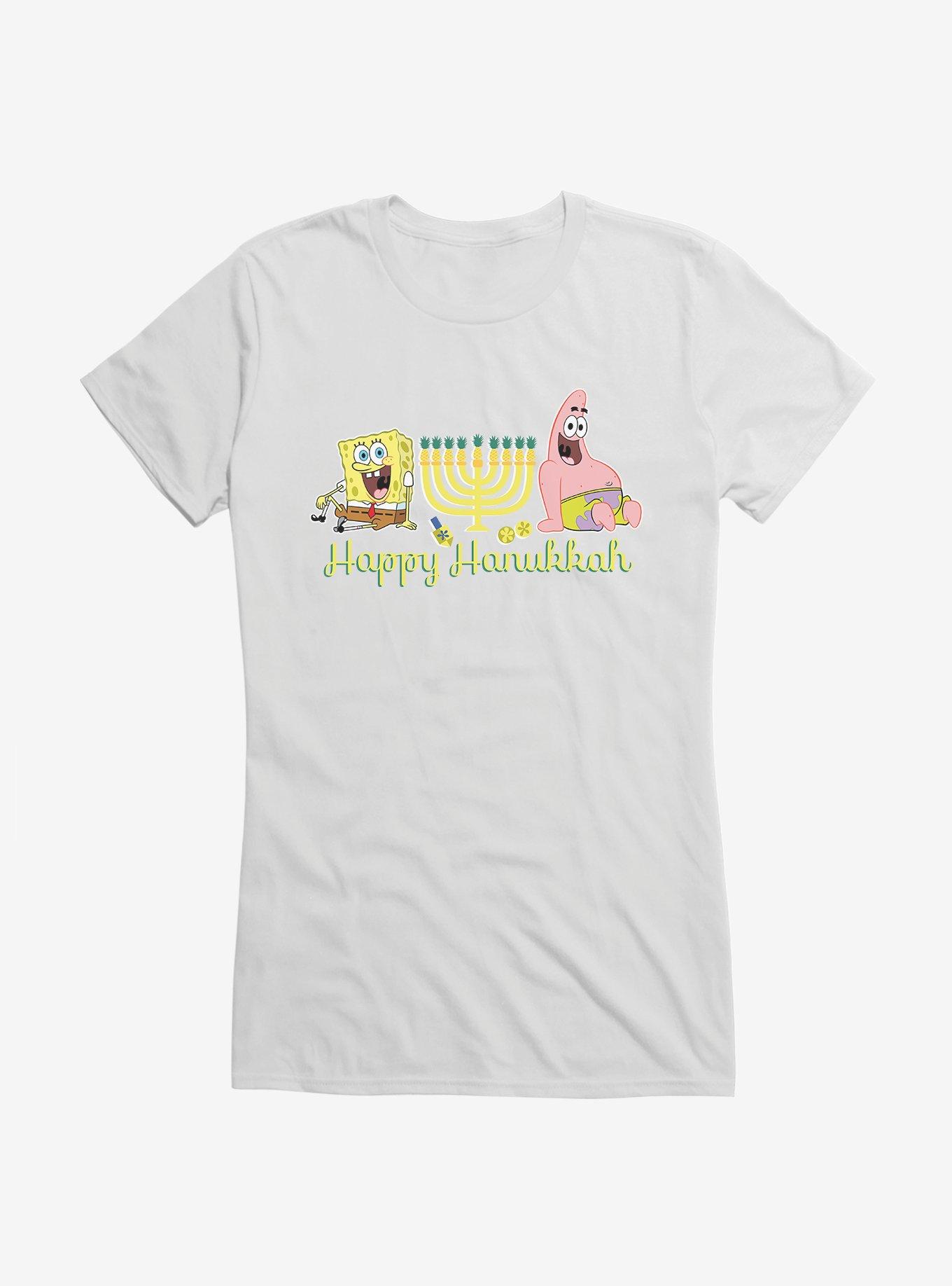 SpongeBob SquarePants Happy Hanukkah Duo Girls T-Shirt, WHITE, hi-res