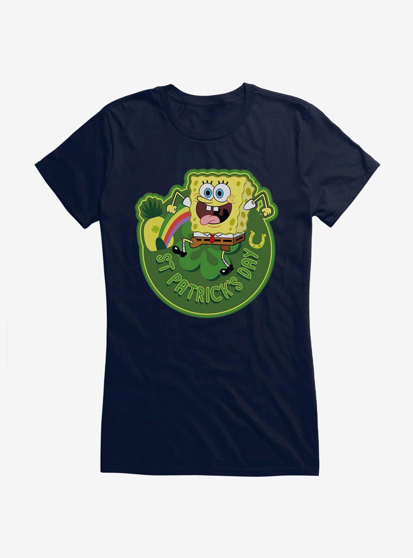 SpongeBob SquarePants St. Patrick's Day Icon Girls T-Shirt, NAVY, hi-res
