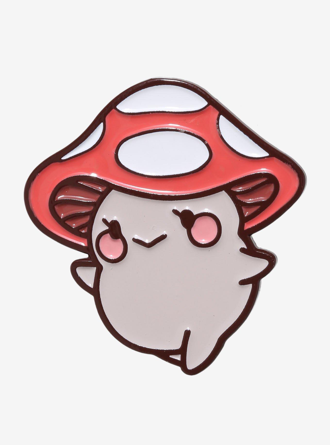 Kawaii Smiling Mushroom Enamel Pin, , hi-res