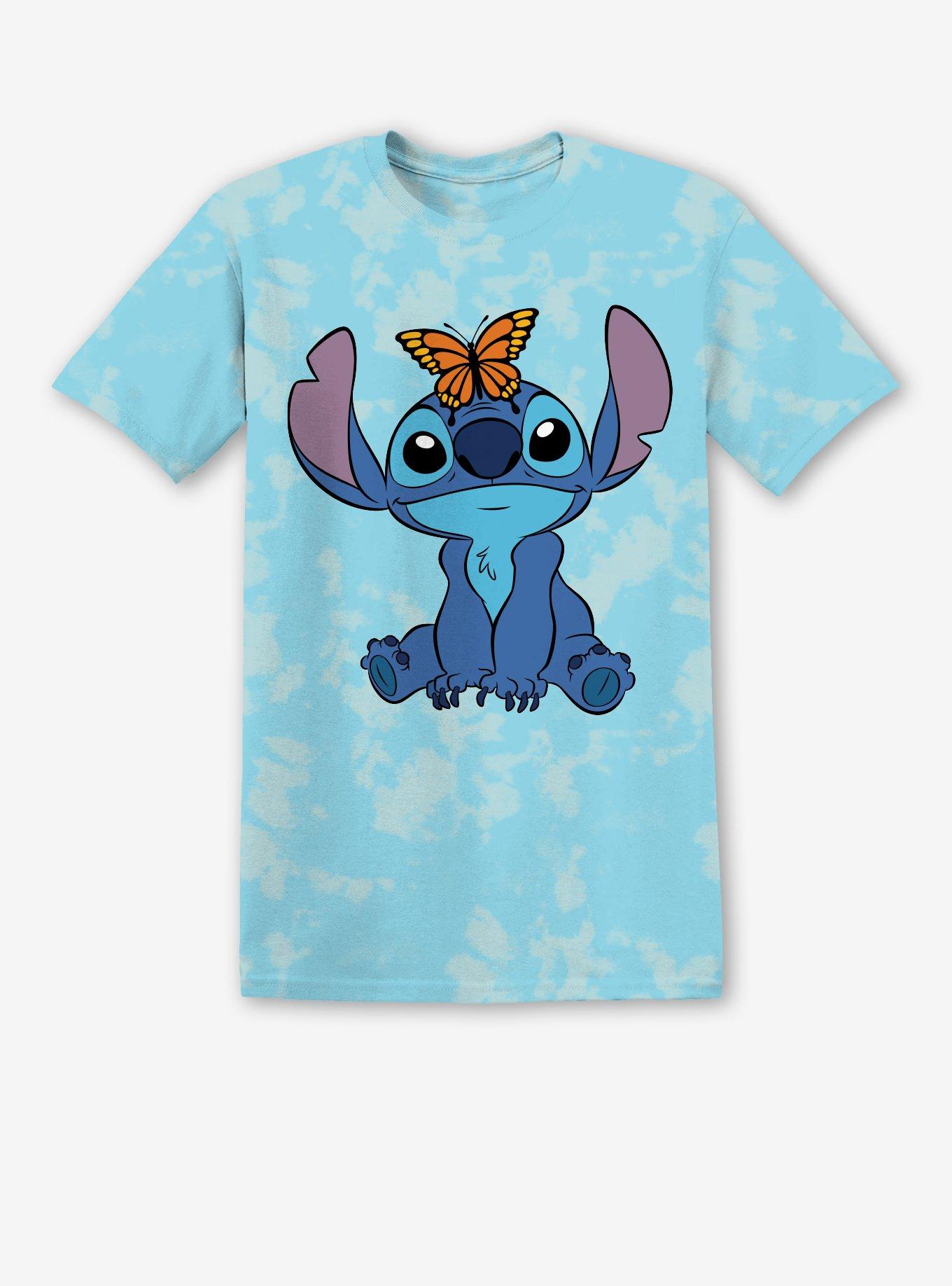 Disney Lilo & Stitch Butterfly Tie-Dye Boyfriend Fit Girls T-Shirt