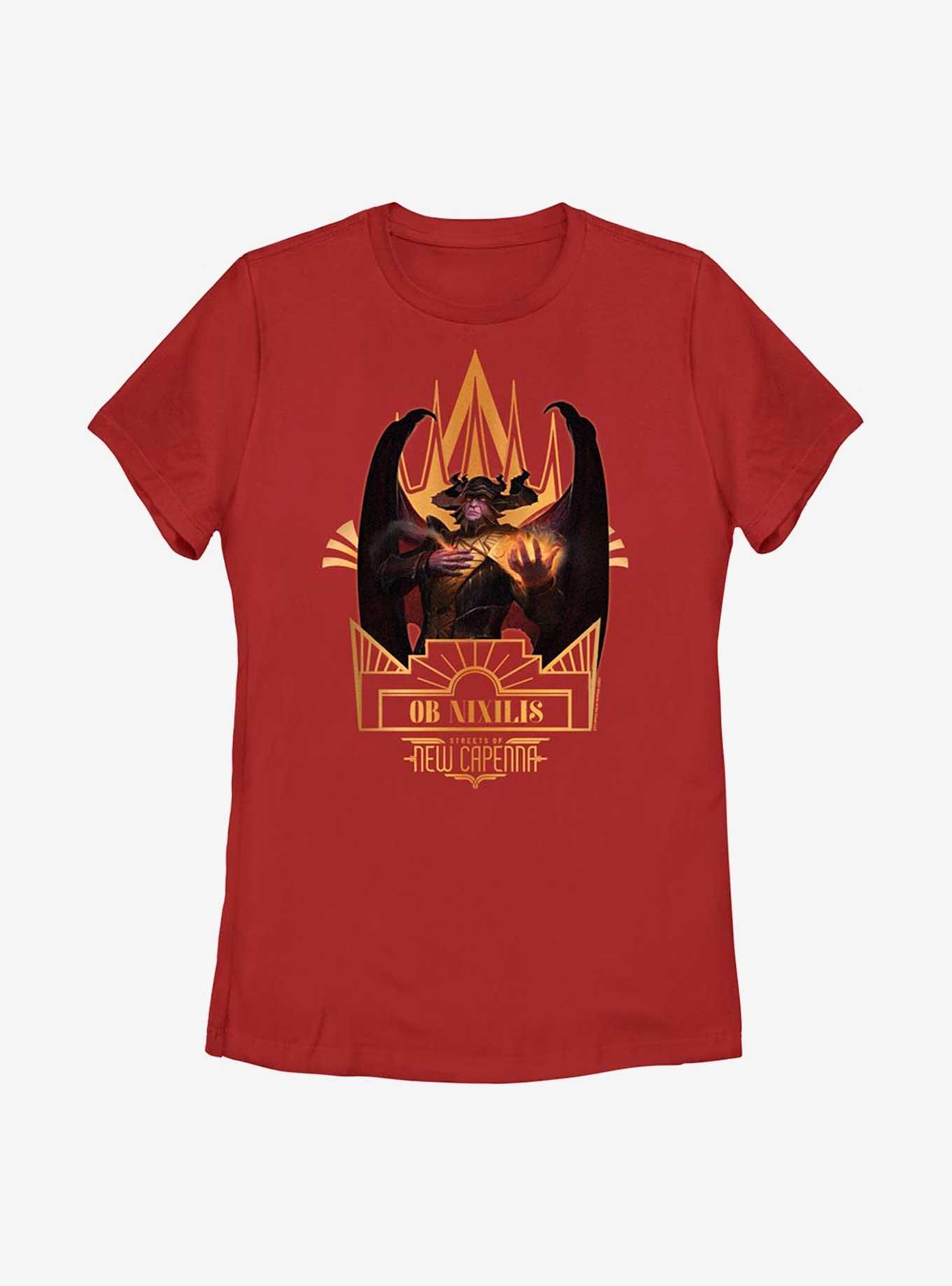 Magic: The Gathering Streets Of New Capenna Ob Nixilis Deco Womens T-Shirt, RED, hi-res