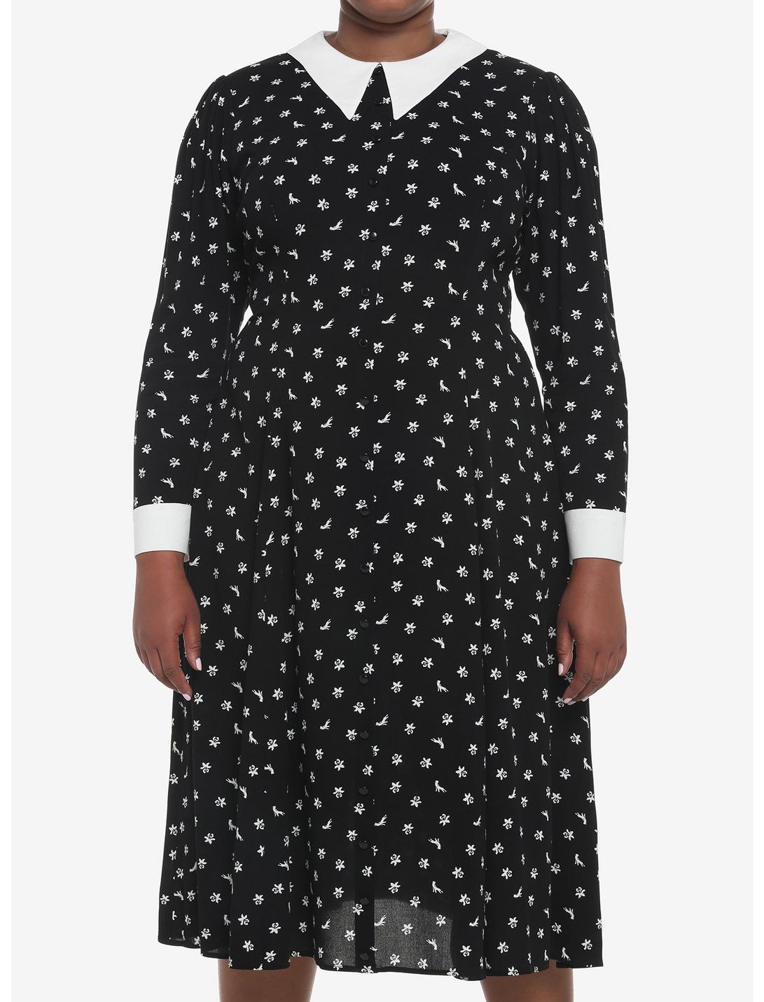 Wednesday Icons Collar Long-Sleeve Dress Plus Size, MULTI, hi-res