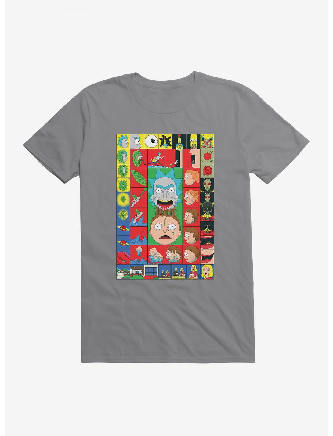 Rick And Morty Block Poster T-Shirt, STORM GREY, hi-res