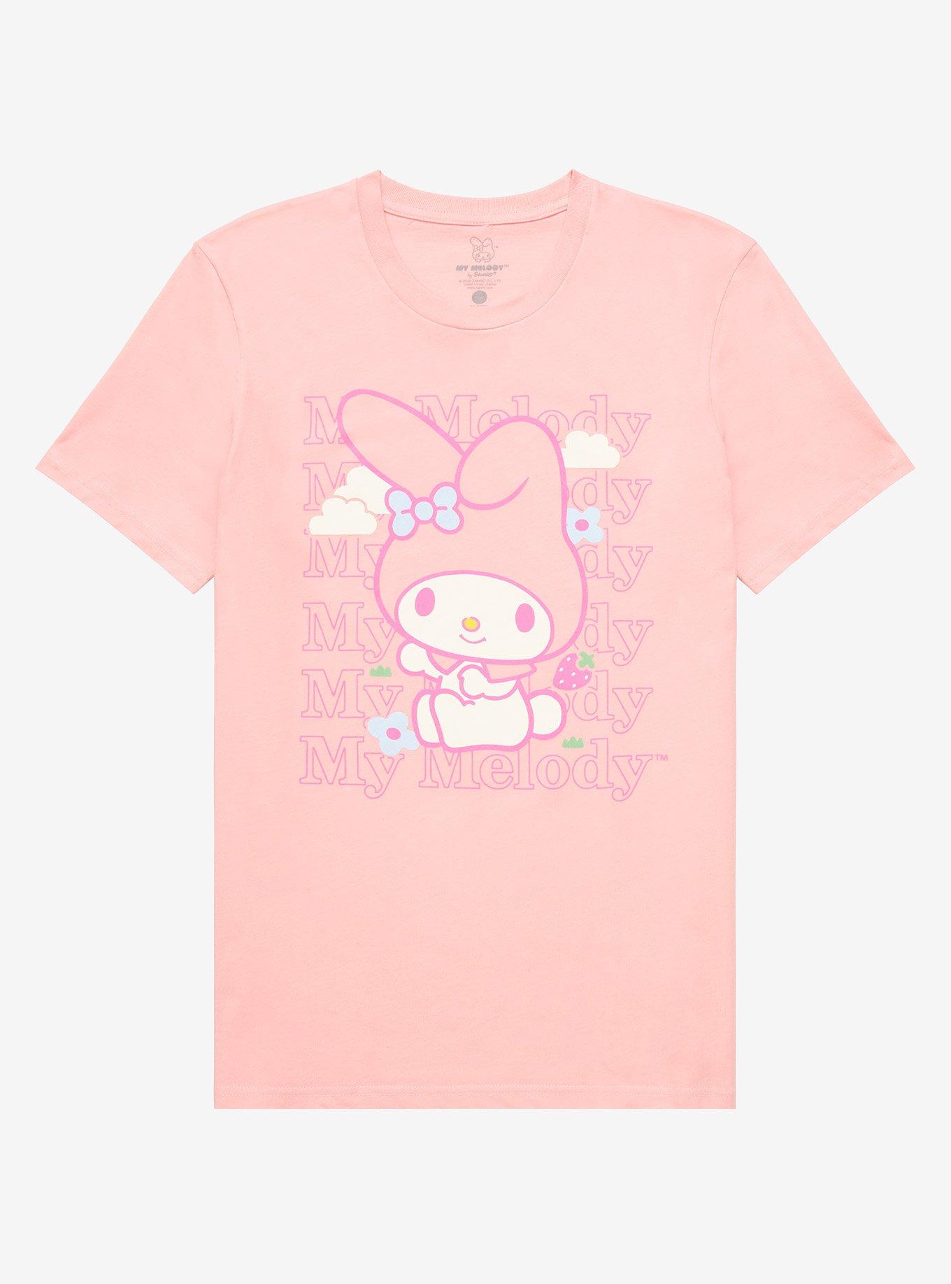 My Melody Flowers Boyfriend Fit Girls T-Shirt, MULTI, hi-res