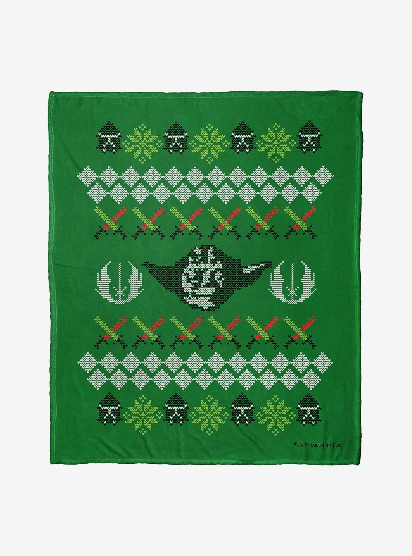 Star Wars Yoda Xmas Sweater Throw Blanket, , hi-res