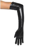 Black Faux Leather Long Gloves, , hi-res