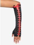 Black & Red Lace-Up Arm Warmers, , hi-res