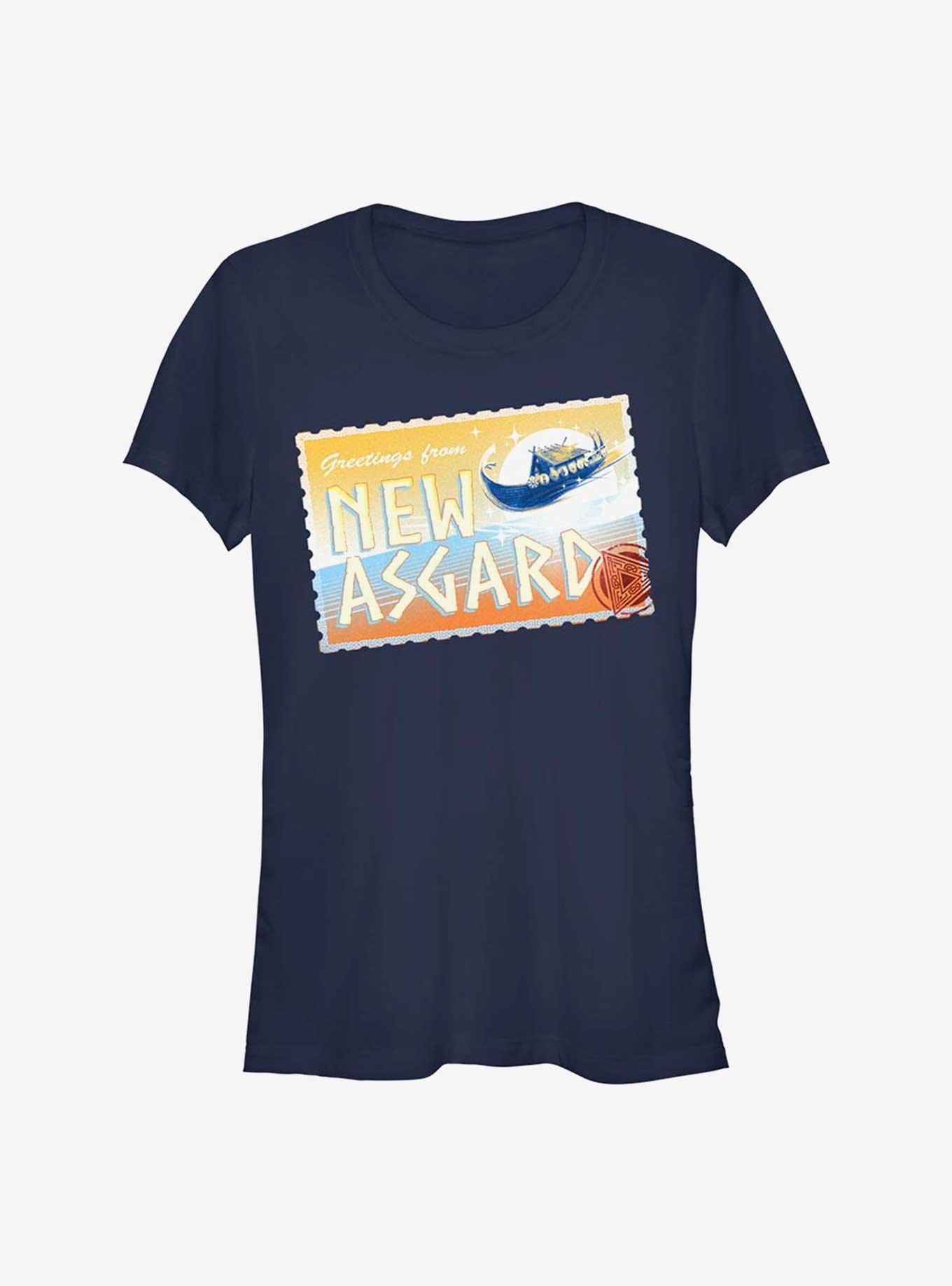 Marvel Thor: Love and Thunder Asgard Postcard Girls T-Shirt, NAVY, hi-res