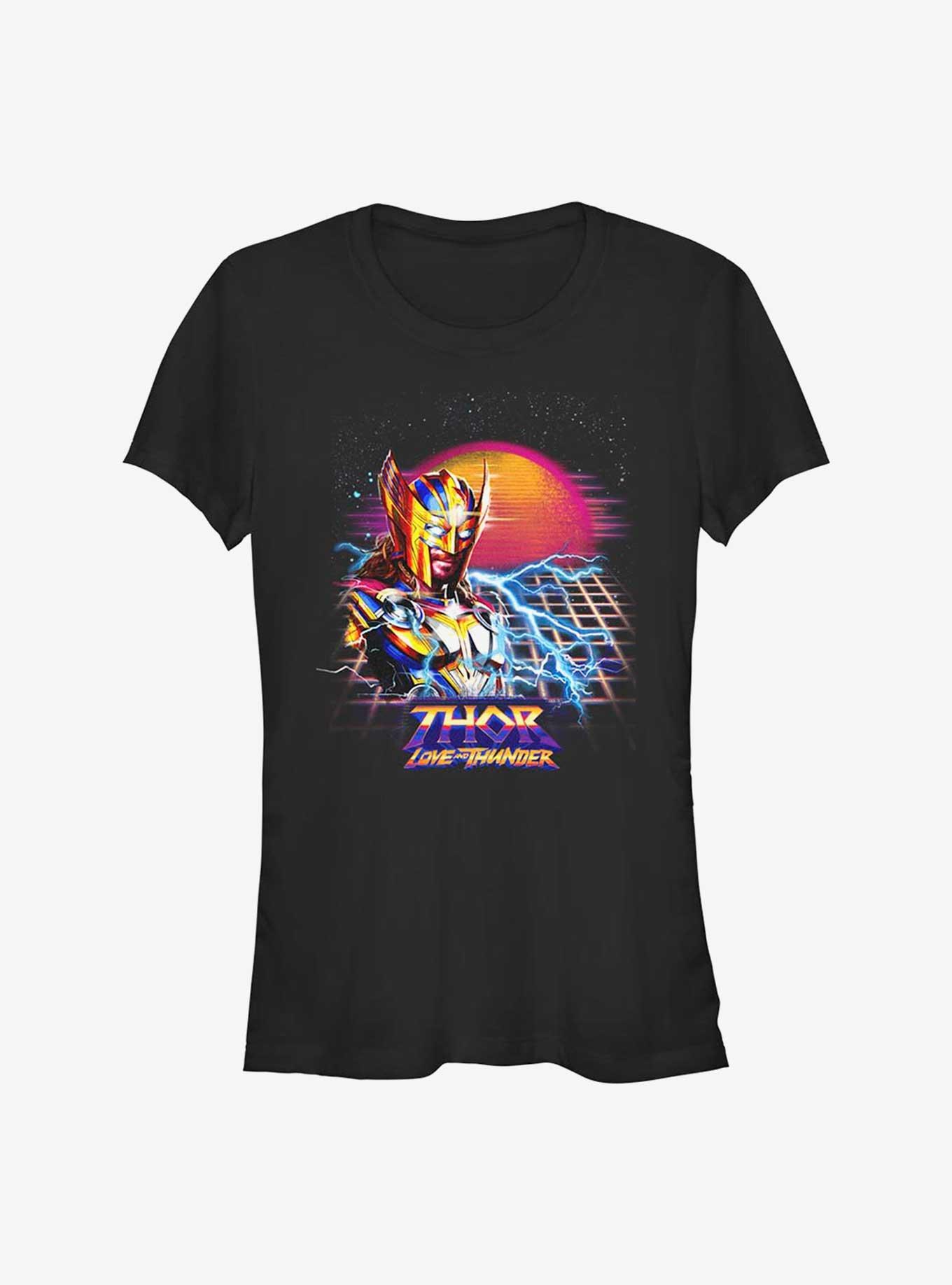 Marvel Thor: Love and Thunder Synthwave Sunset Girls T-Shirt, BLACK, hi-res