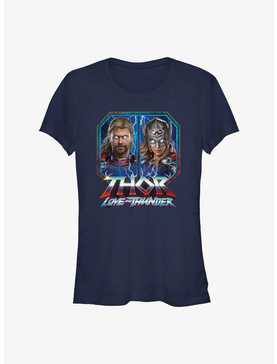 Marvel Thor: Love and Thunder Thor Portraits Box Up Girls T-Shirt, NAVY, hi-res