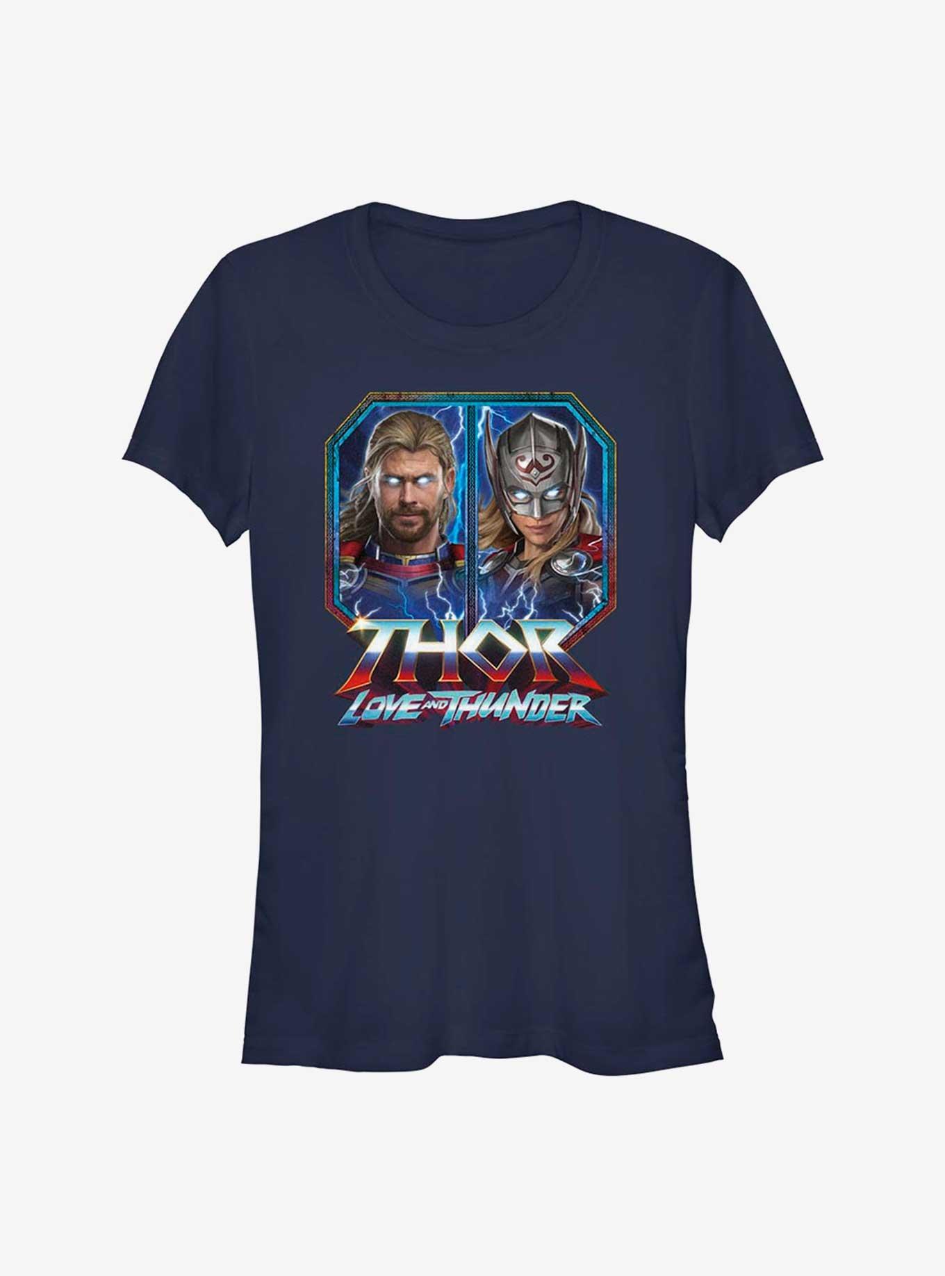 Marvel Thor: Love and Thunder Thor Portraits Box Up Girls T-Shirt, NAVY, hi-res