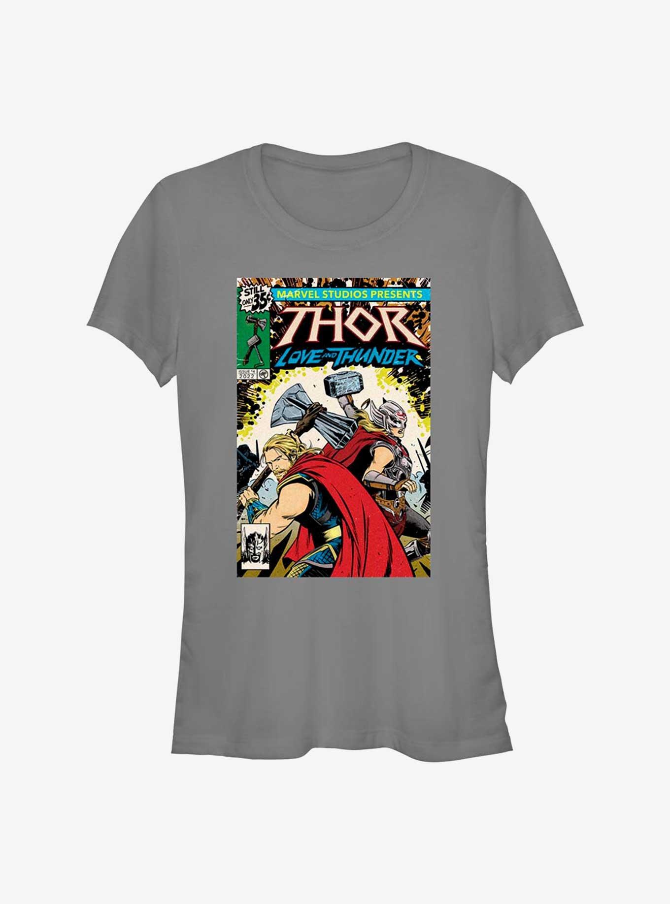 Marvel Thor: Love and Thunder Two Thors Comic Cover Girls T-Shirt