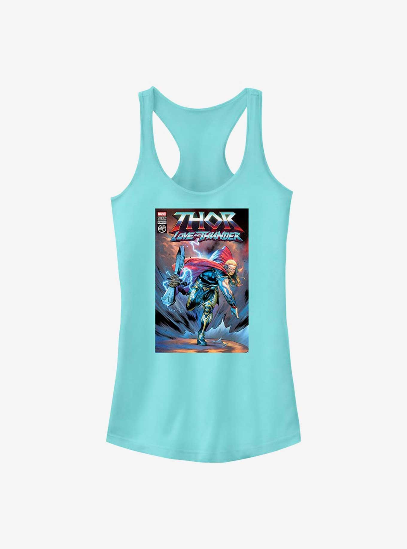Marvel Thor: Love and Thunder Hammer Throw Comic Cover Girls Tank, CANCUN, hi-res