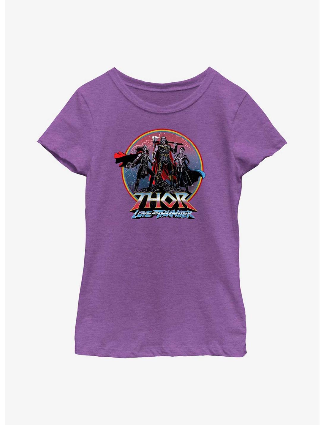 Marvel Thor: Love And Thunder Asgardians Circle Badge Youth Girls T-Shirt, PURPLE BERRY, hi-res