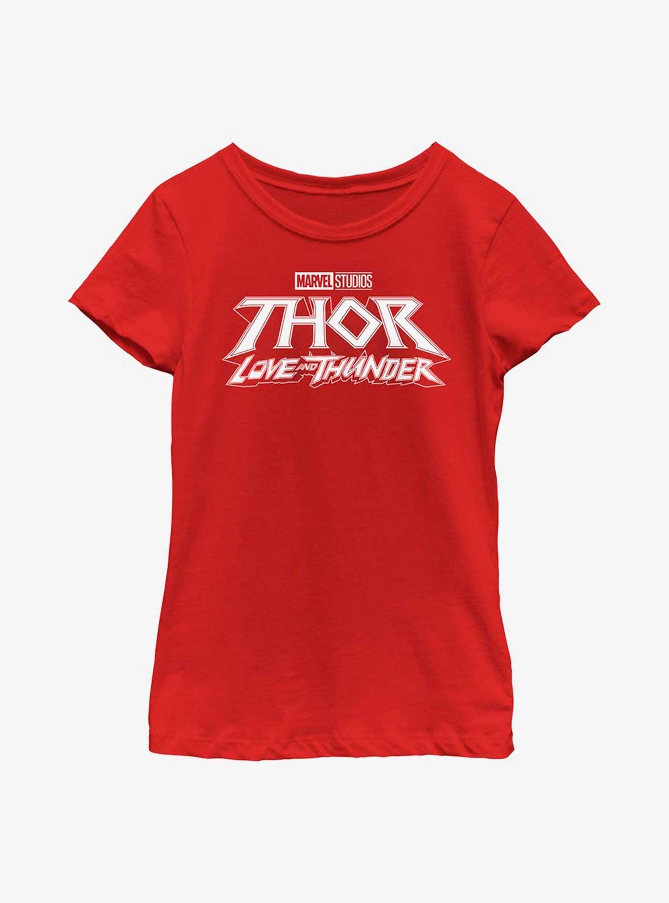 Marvel Thor: Love And Thunder Black Logo Youth Girls T-Shirt, RED, hi-res