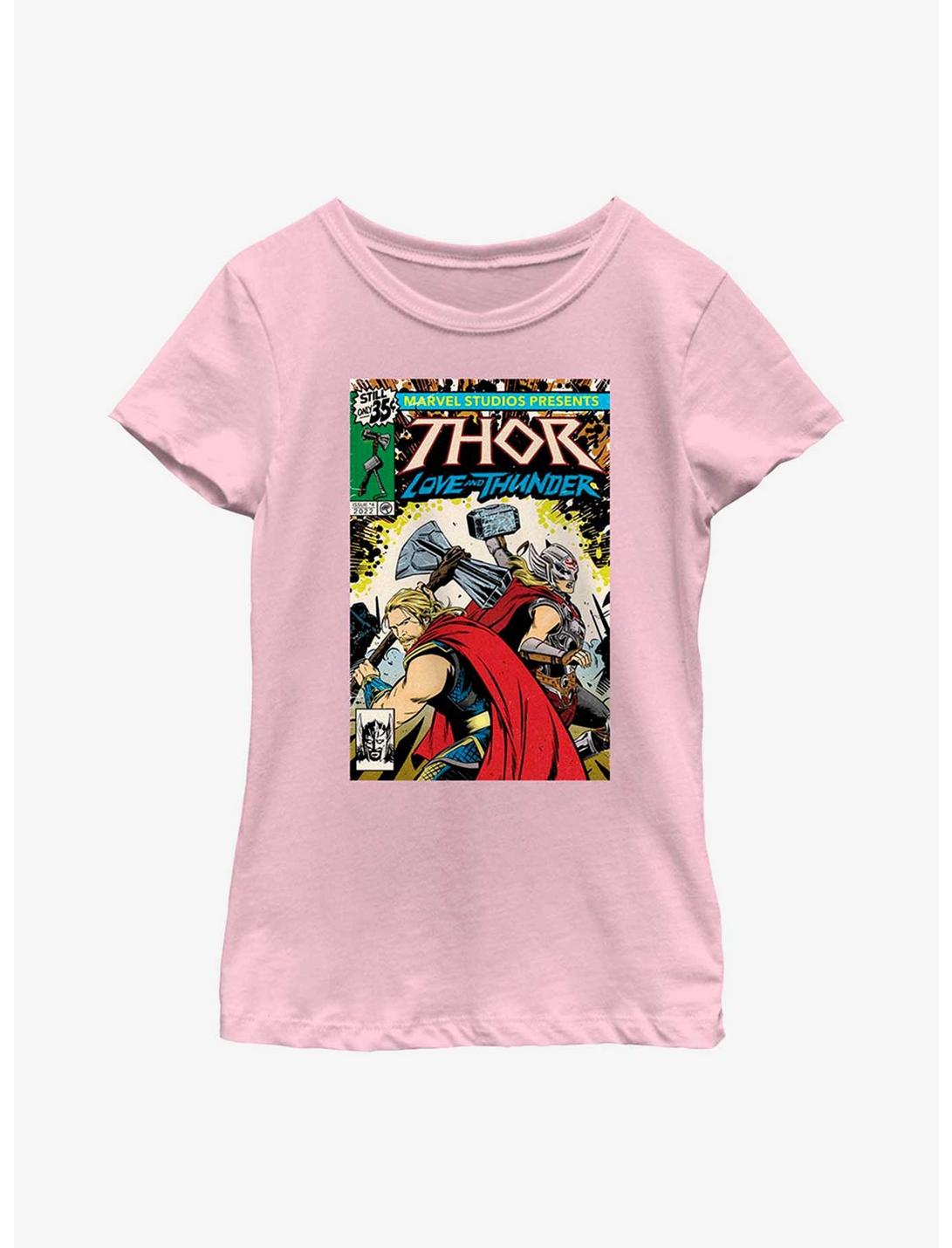 Marvel Thor: Love And Thunder Comic Cover Youth Girls T-Shirt, PINK, hi-res
