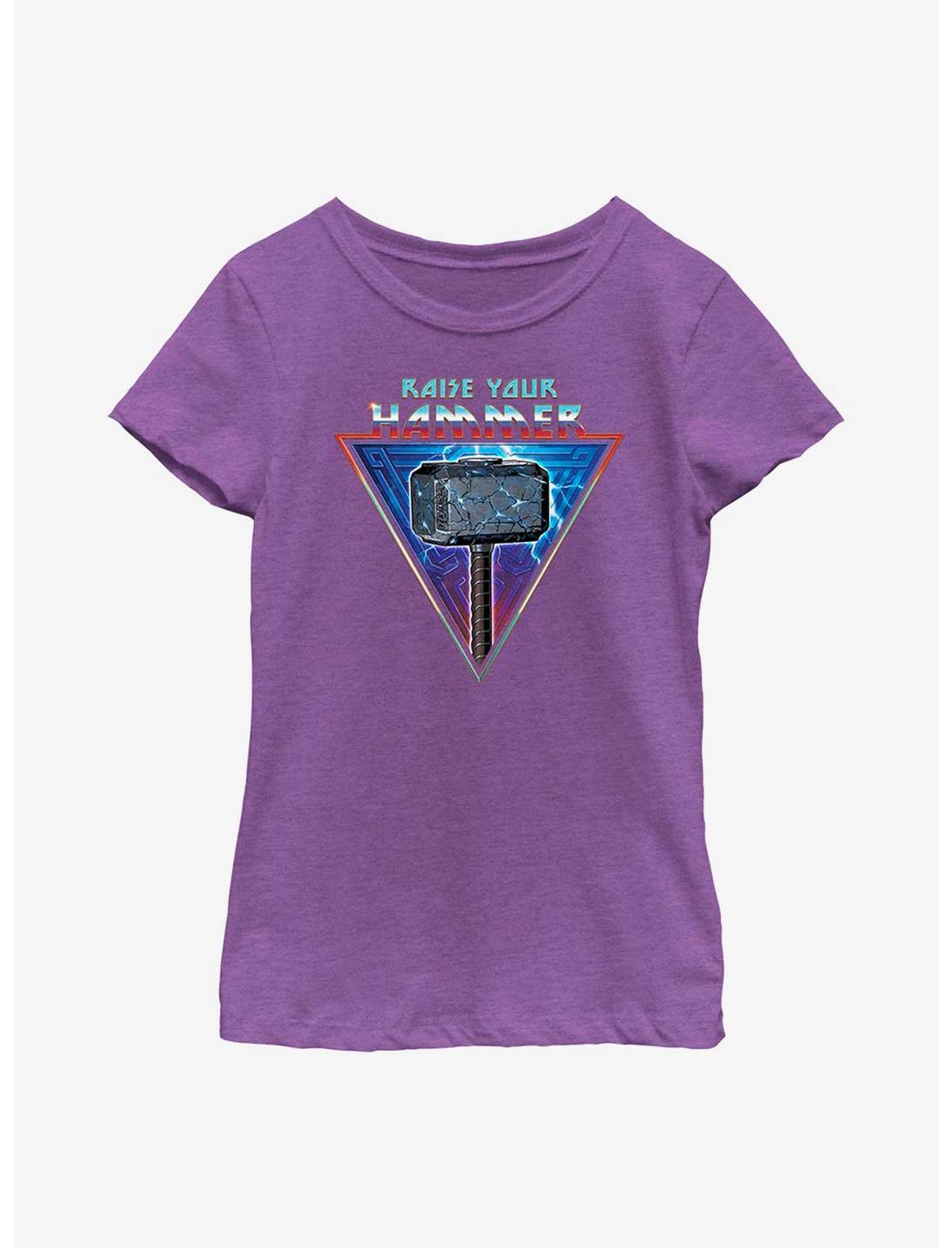 Marvel Thor: Love And Thunder Mjolnir Raise Your Hammer Youth Girls T-Shirt, PURPLE BERRY, hi-res