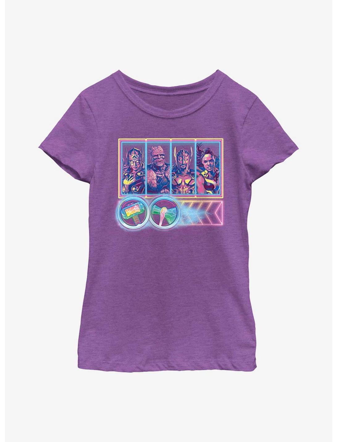 Marvel Thor: Love And Thunder Neon Character Select Youth Girls T-Shirt, PURPLE BERRY, hi-res