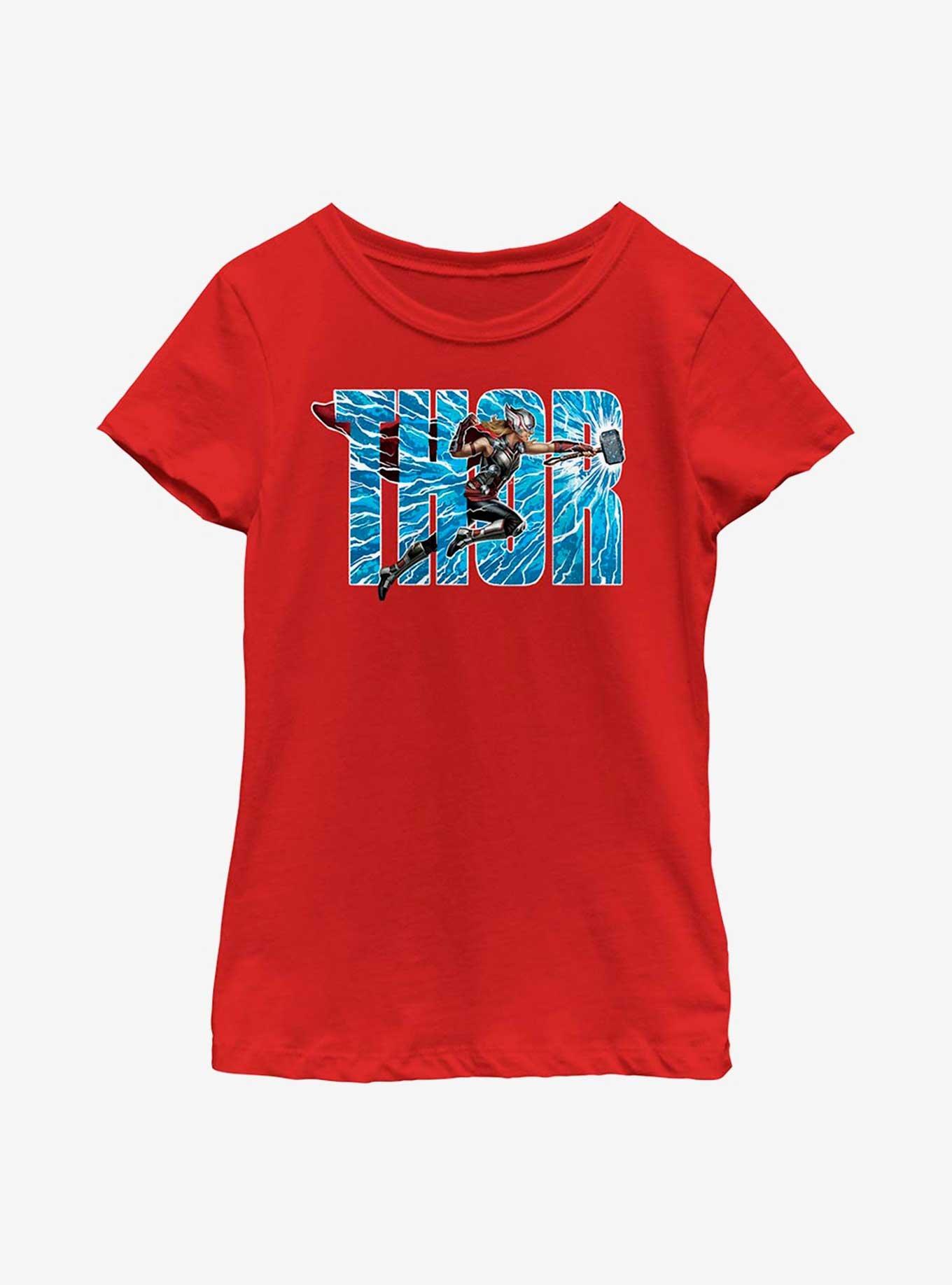 Marvel Thor: Love And Thunder Lightning Letters Youth Girls T-Shirt, , hi-res