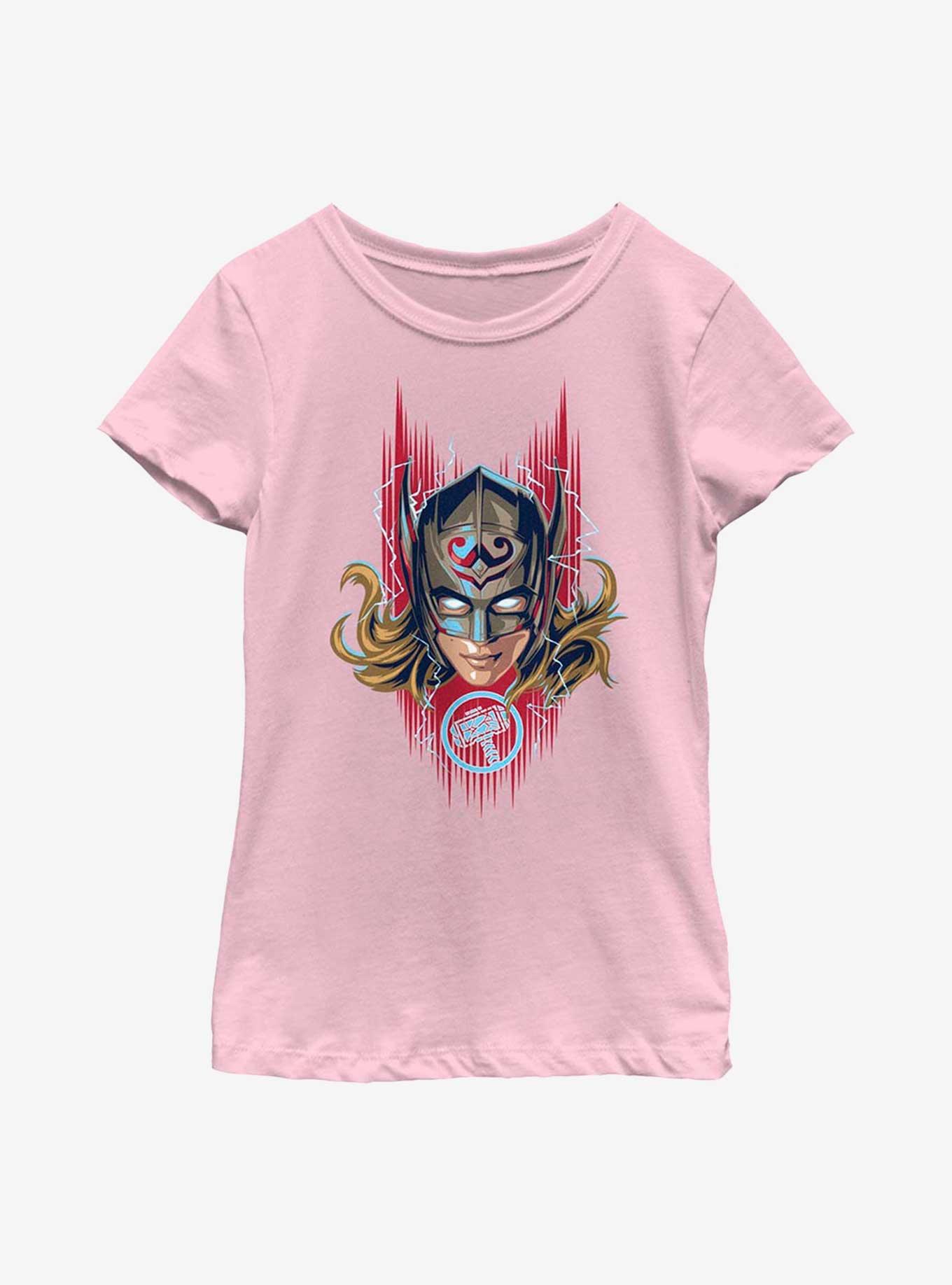 Marvel Thor: Love And Thunder Mighty Thor Helmet Youth Girls T-Shirt, PINK, hi-res