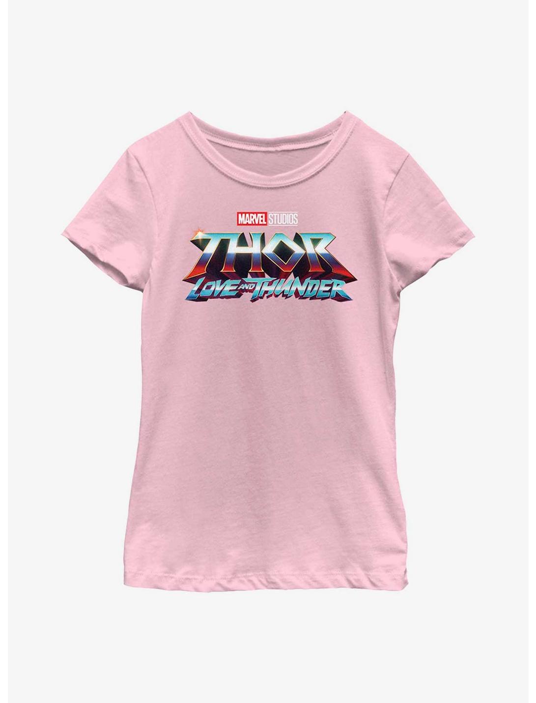 Marvel Thor: Love And Thunder Logo Youth Girls T-Shirt, PINK, hi-res